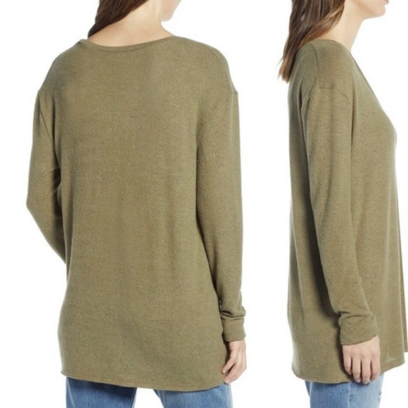 BP Nordstrom Olive V-Neck Rayon Sweater Relaxed Fit Size XXS - Picture 3 of 8